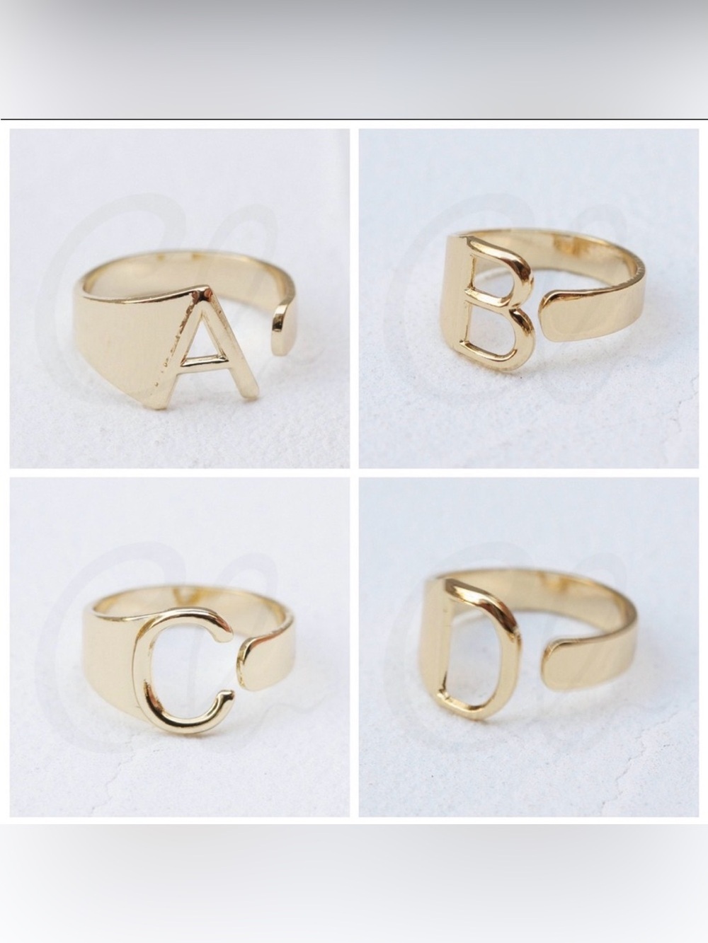 Plunder Gold Letter Monogram Ring — Shiny Gold Initial Band
